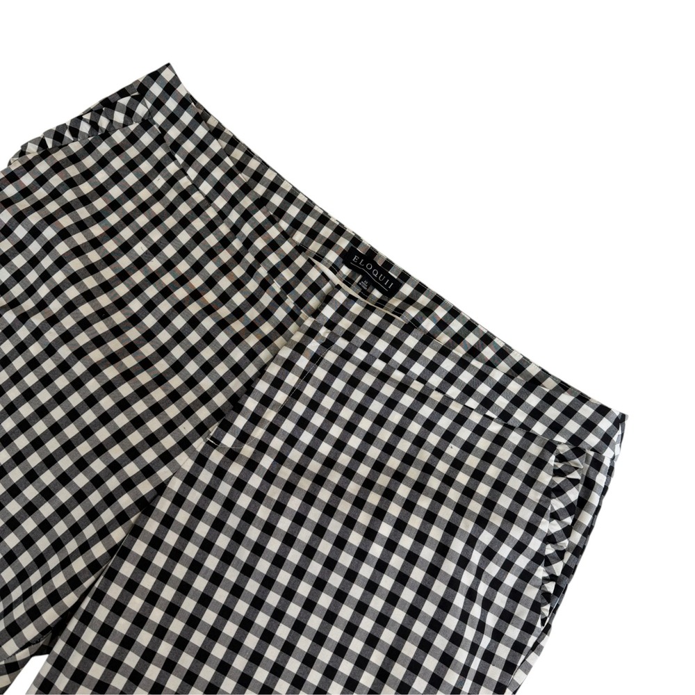 Eloquii Black White Gingham Ruffle Pocket Crop Pants Plus Size 22 Stretch